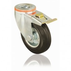 SWIVEL CASTORS - SINGLE BOLT HOLE - BRAKED